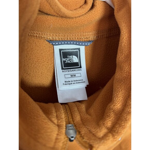 The North Face Boys Medium TKA 100 Fleece Pullover Jacket Orange 1/4 Zip - Picture 3 of 12